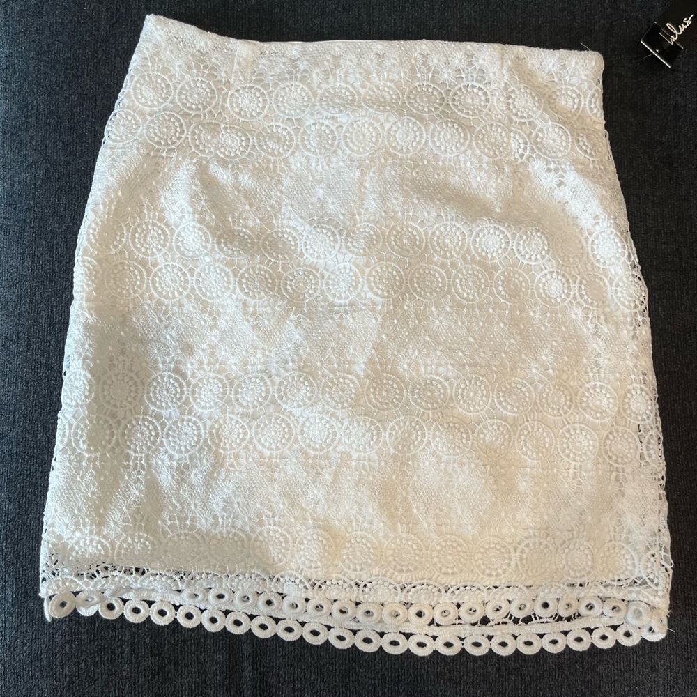 White Crochet Lace Mini Skirt